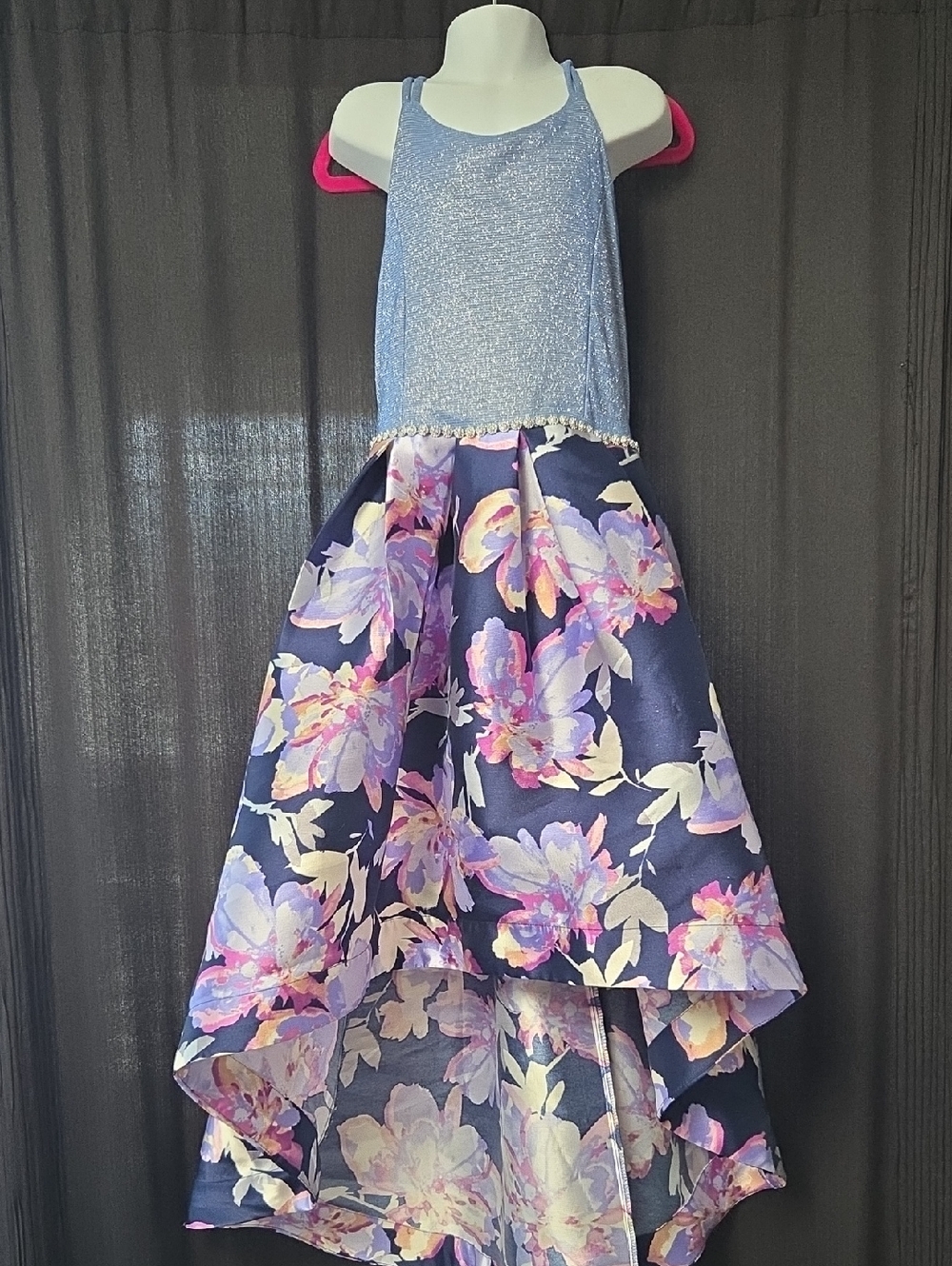 Speechless Blue Navy Floral High-Low Dress